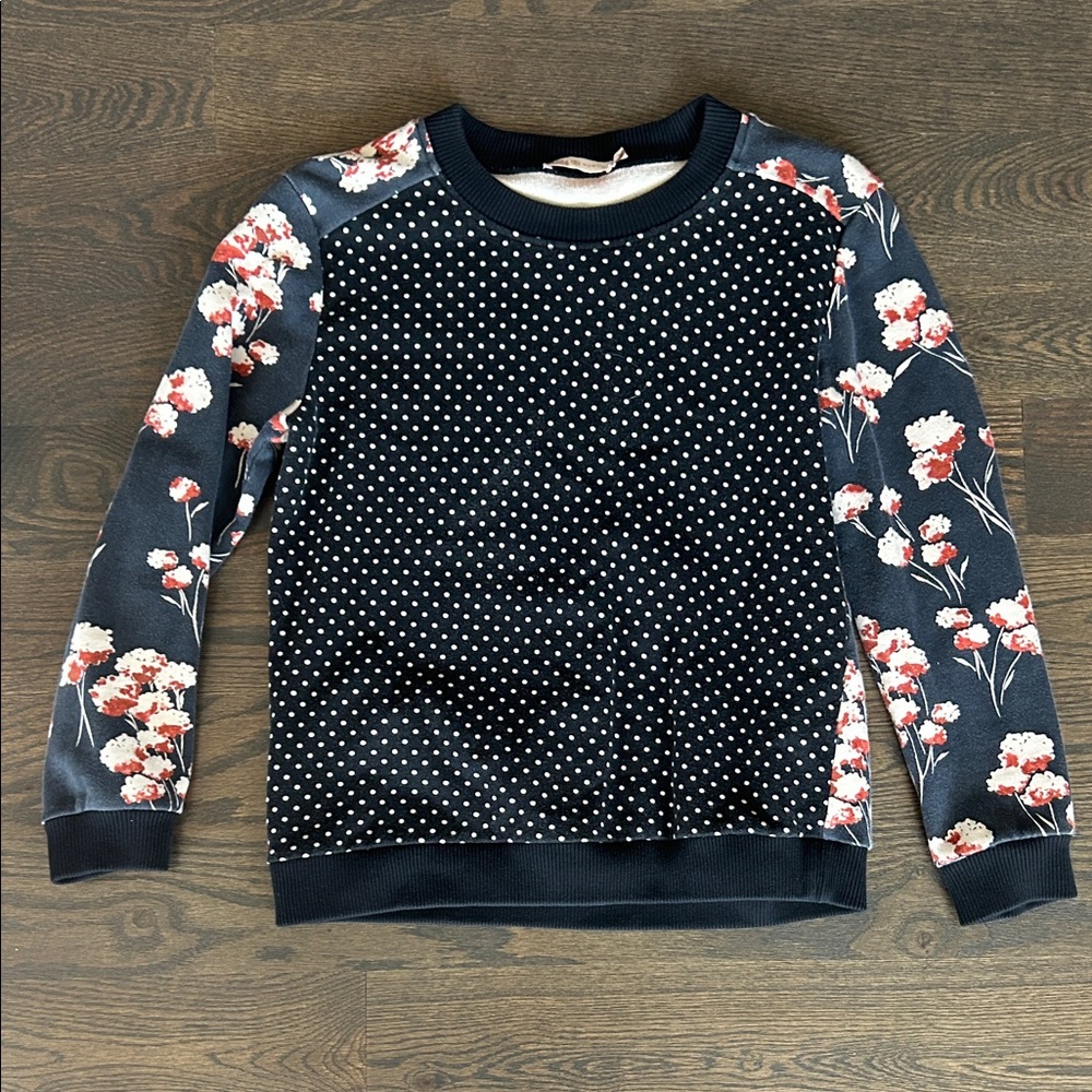 Tory Burch Navy Floral & Polka Dot Sweatshirt